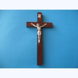 Krzyż drewniany prosty ciemny brąz 16 cm 